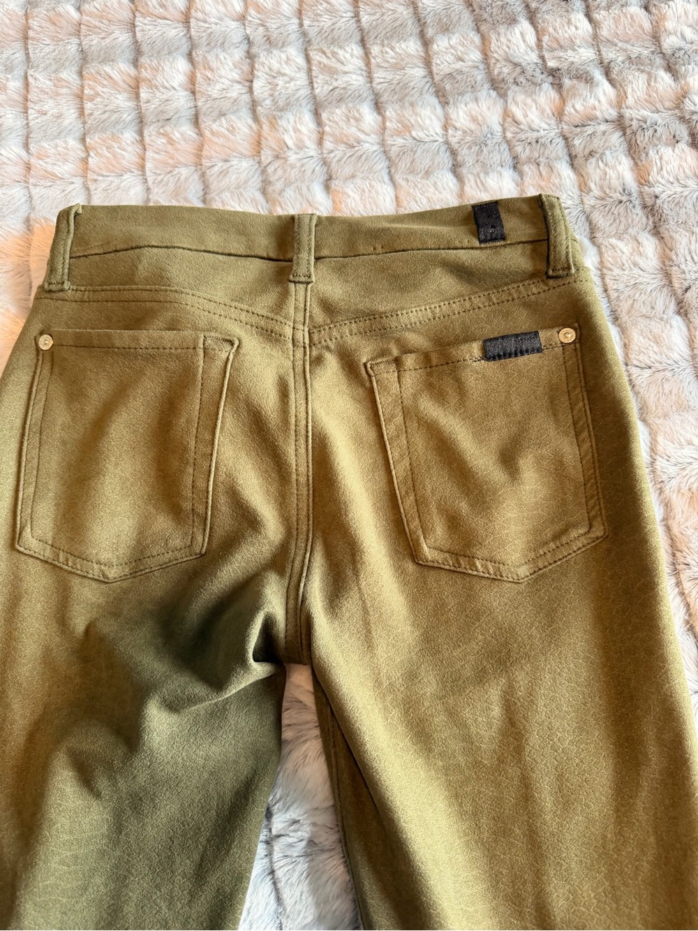 7 For All Mankind Olive Green Straight Leg Pants - Picture 9 of 10